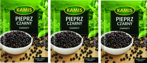 3x Pieprz czarny ziarnisty Kamis, 16g