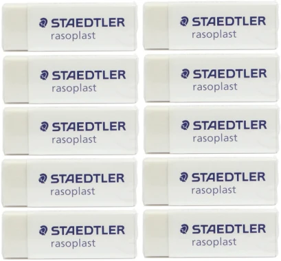 10x gumka ołówkowa Staedtler, Rasoplast, 43x19x13mm, biały