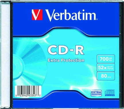 10x płyta CD-R Verbatim, do jednokrotnego zapisu, 700 MB, slim, 1 sztuka
