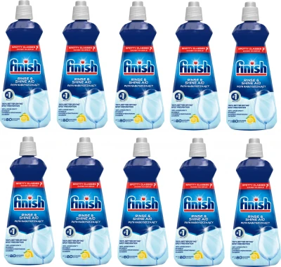 10x Płyn nabłyszczający do zmywarek Finish Rinse Aid, cytrynowy, 400ml