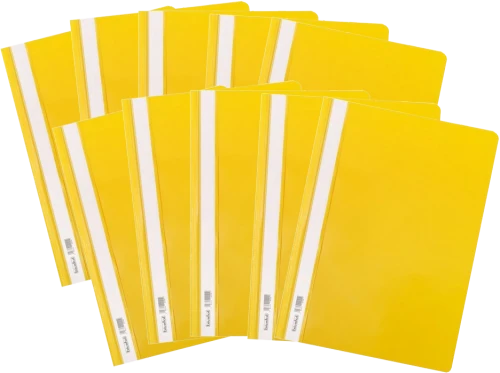 10x Skoroszyt plastikowy bez oczek Biurfol, twardy, A4, do 200 kartek, żółty