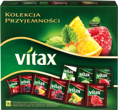 2x Zestaw herbat owocowych i ziołowych w kopertach Vitax, 9 smaków, 90 sztuk x 1.5/1.65/2g