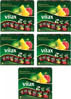 5x Zestaw herbat owocowych i ziołowych w kopertach Vitax, 9 smaków, 90 sztuk x 1.5/1.65/2g