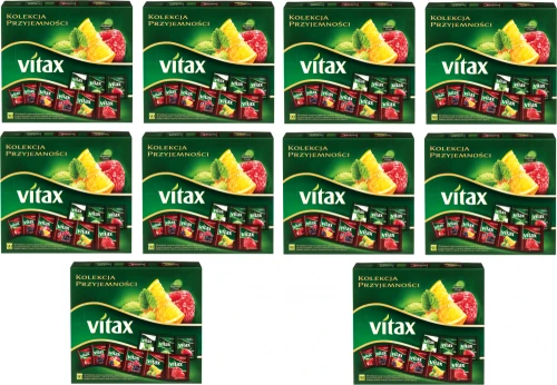 10x Zestaw herbat owocowych i ziołowych w kopertach Vitax, 9 smaków, 90 sztuk x 1.5/1.65/2g