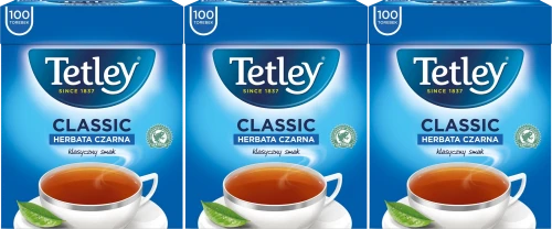 3x Herbata czarna w torebkach Tetley Classic, 100 sztuk x 1.5g