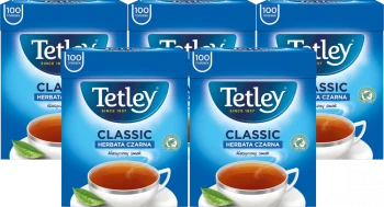 5x Herbata czarna w torebkach Tetley Classic, 100 sztuk x 1.5g