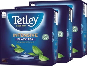 3x Herbata czarna w torebkach Tetley Intensive Black, 100 sztuk x 2g