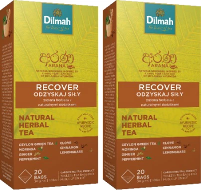 2x Herbata funkcjonalna w torebkach Dilmah Arana Recover / Odzyskaj siły, 20 sztuk x 1.5g