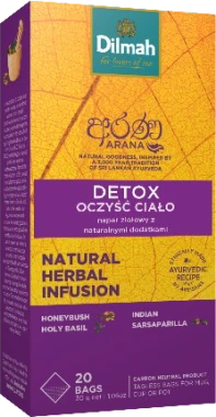 2x Herbata funkcjonalna w torebkach Dilmah Arana Detox / Oczyść ciało, 20 sztuk x 1.5g