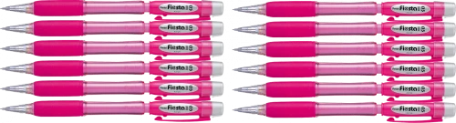 12x Ołówek automatyczny Pentel AX125, 0.5mm, z gumką, różowy