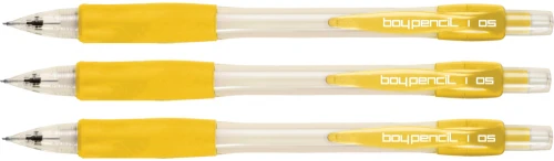 3x ołówek automatyczny Rystor Boy-Pencil, 0.7mm, z gumką, żółty