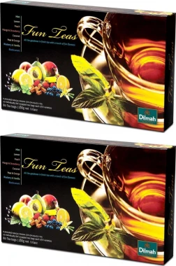 2x Zestaw herbat czarnych aromatyzowanych w kopertach Dilmah Celebrations Fun Tea, 8 smaków, 80x2g