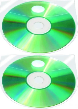 2x Kieszeń z oknem na CD/DVD Q-Connect, PP, 10 sztuk, przezroczysty