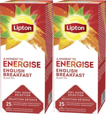 2x Herbata czarna w kopertach Lipton Classic English Breakfast, 25 sztuk x 2g