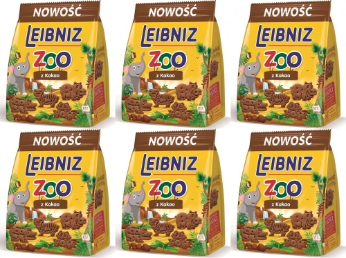 6x Herbatniki Leibniz Zoo Cacao, kakaowy, 100g