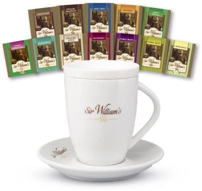 4x Zestaw prezentowy Sir William's Tea, 12 smaków, 12 sztuk + porcelanowy kubek