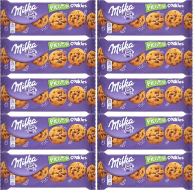 10x Ciastka Pieguski Milka, z czekoladą, 135g