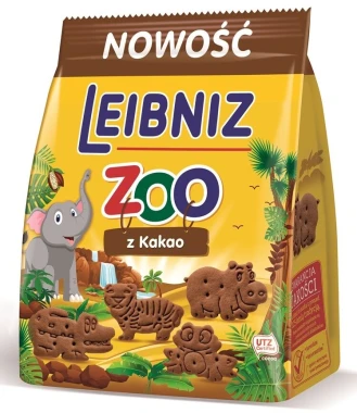 4x Herbatniki Leibniz Zoo Cacao, kakaowy, 100g