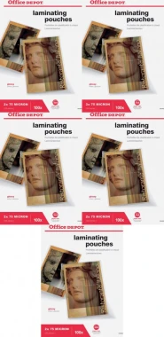 5x Folia do laminacji Office Depot, 216x303mm, A4, 2x75 µm, 100 sztuk