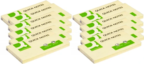 12x Karteczki samoprzylepne Q-Connect, 76x127mm, 100 karteczek, żółty pastelowy