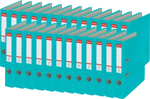 25x Segregator Esselte, A4, szerokość grzbietu 50mm, do 350 kartek, ekonomiczny, turkusowy