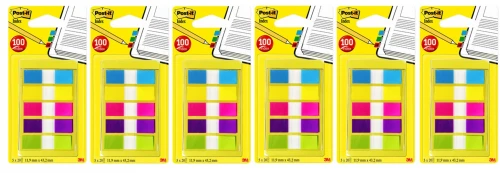 6x Zakładki indeksujące Post-it, PP, 11.9x43.2mm, 5x20 karteczek