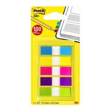4x Zakładki indeksujące Post-it, PP, 11.9x43.2mm, 5x20 karteczek