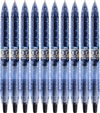 10x Długopis żelowy automatyczny Pilot, B2P, ekologiczne, 0.3mm, czarny