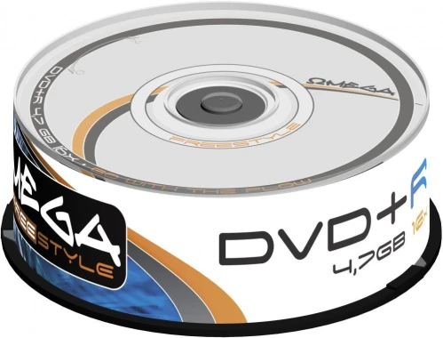 2x Płyta DVD+R Omega Freestyle, do jednokrotnego zapisu, 4.7 GB, cake box, 25 sztuk