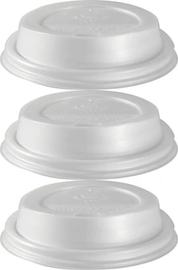 3x Pokrywka do kubka Duni 182531/182532, bioplastik (CPLA), 50 sztuk, biały