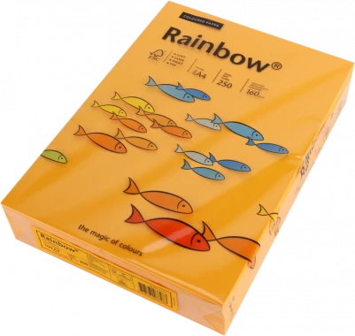 3x Papier kolorowy Rainbow, A4, 160g/m2, 250 arkuszy, pomarańczowy jasny (R22)