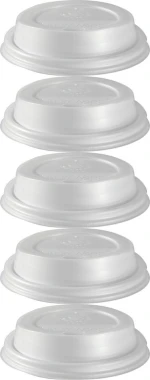 5x Pokrywka do kubka Duni 182531/182532, bioplastik (CPLA), 50 sztuk, biały