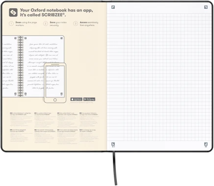 3x Notatnik w kratkę Oxford Signature, z gumką, A5, twarda oprawa, 80 kartek, czarny