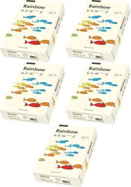 5x Papier kolorowy Rainbow, A4, 80g/m2, 500 arkuszy,  kremowy (R03)