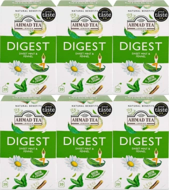 6x Herbata funkcjonalna w kopertach Ahmad Tea Digest Healthy Benefit, 20 sztuk x 2g