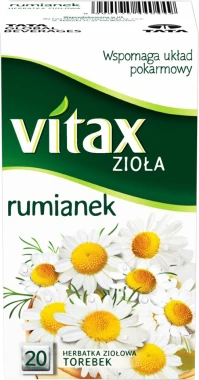 10x Herbata ziołowa w torebkach Vitax, rumianek, 20 sztuk x 1.5g