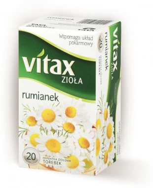 10x Herbata ziołowa w torebkach Vitax, rumianek, 20 sztuk x 1.5g