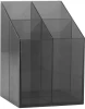 12x Przybornik na biurko Ico, z przegrodami, 75x75x110mm, transparentny czarny