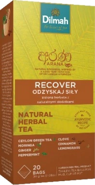 12x Herbata funkcjonalna w torebkach Dilmah Arana Recover / Odzyskaj siły, 20 sztuk x 1.5g