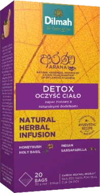 12x Herbata funkcjonalna w torebkach Dilmah Arana Detox / Oczyść ciało, 20 sztuk x 1.5g