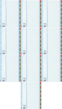 10x Przekładki kartonowe numeryczne z kolorowymi indeksami Esselte Mylar, A4,1-31 kart, mix kolorów