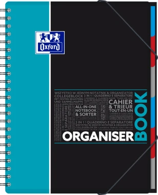 5x Kołonotatnik z przekładkami Oxford Student OrganiserBook, A4+ (245X310), w kratkę, 80 kartek, mix wzorów