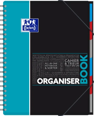 10x Kołonotatnik z przekładkami Oxford Student OrganiserBook, A4+ (245X310), w kratkę, 80 kartek, mix wzorów