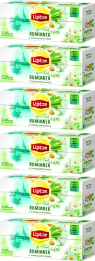 6x Herbata ziołowa w torebkach Lipton, rumianek z trawą cytrynową, 20 sztuk x 1.3g