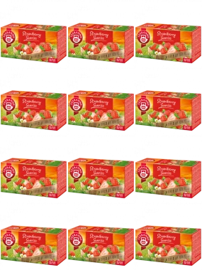 12x Herbata owocowa w torebkach Teekanne Strawberry Sunrise, truskawka, 20 sztuk x 2.5g