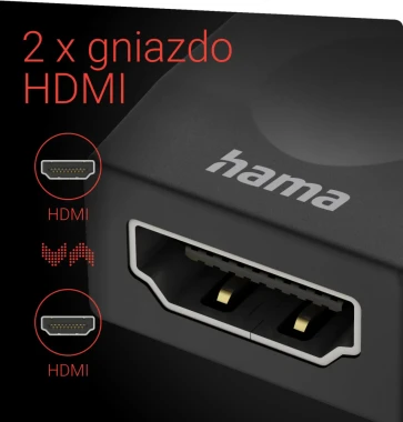 3x Adapter Hama, 2 x gniazdo HDMI 4K, czarny