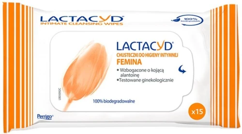 2x Chusteczki do higieny intymnej Lactacyd Femina, 15 sztuk