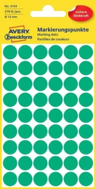 2x Etykiety Avery Zweckform, okrągłe, średnica 12mm, 270 sztuk, zielony