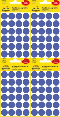 4x Etykiety usuwalne Avery Zweckform, okrągłe, średnica 18mm, 4 arkusze, 96 sztuk, niebieski