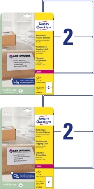 2x Etykiety wysyłkowe wodoodporne Avery Zweckform, 199,6x143,5mm, 25 arkuszy, biały